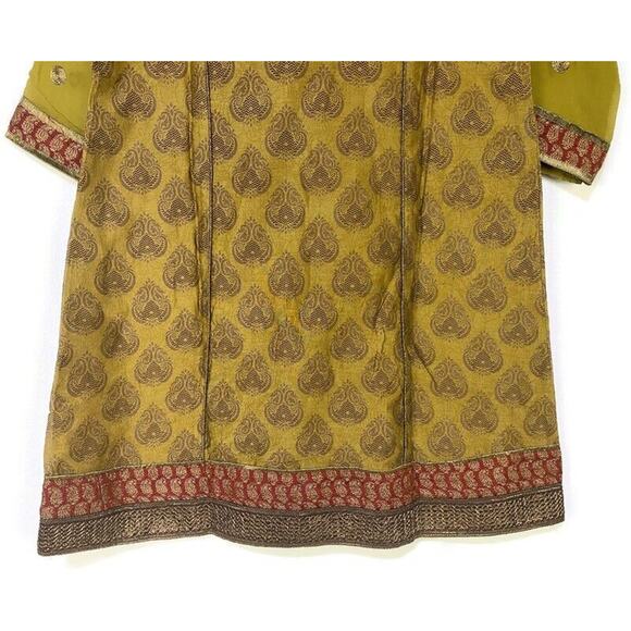 Helina By Vira Gold Indian Tunic Top Women's Size 36 US Size 4 Embroidered - Picture 5 of 8
